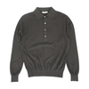 Brown Solid Long Sleeve Polo