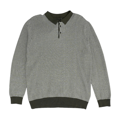 Gray Abstract Long Sleeve Polo