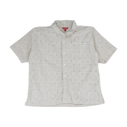 Beige Solid Short Sleeve Polo
