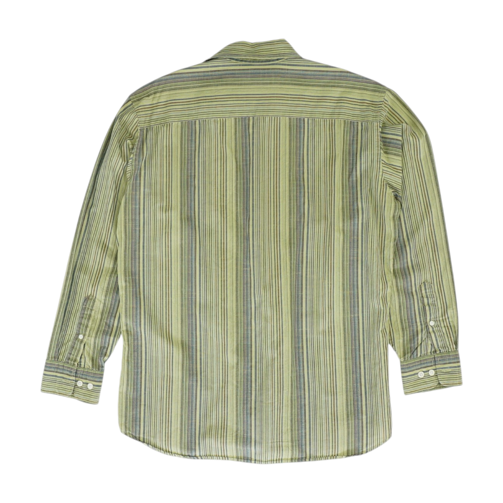 Green Striped Long Sleeve Button Down
