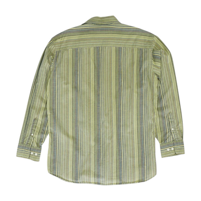 Green Striped Long Sleeve Button Down