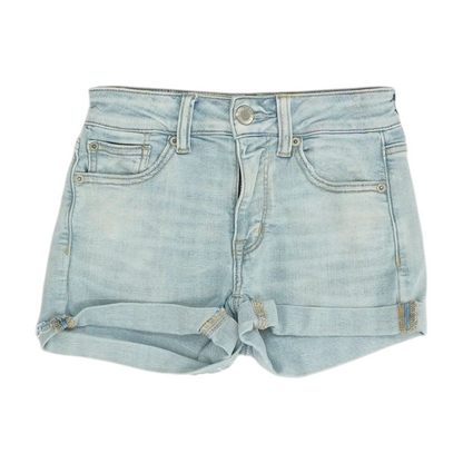 Blue Solid Denim Shorts