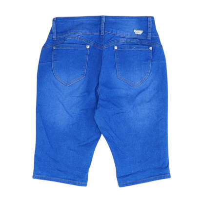 Blue Solid Denim Shorts