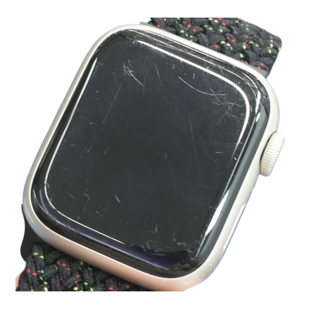 41mm Series 7 Silver Smartwatch Multi Colored Band Medium
