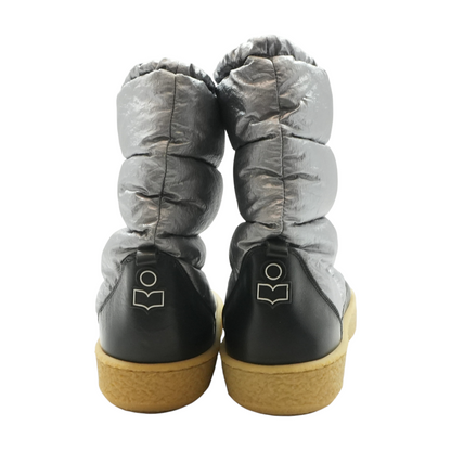 Silver Quilted Puffer Ankle Boots