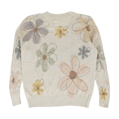 Beige Floral Pullover Sweater