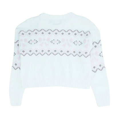 Ivory Abstract Pullover Sweater