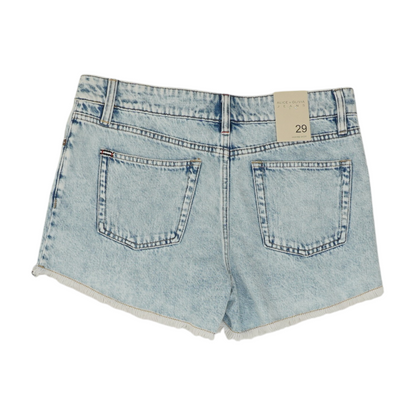 Blue Solid Denim Shorts