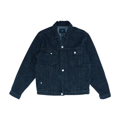 Black Solid Denim Jacket