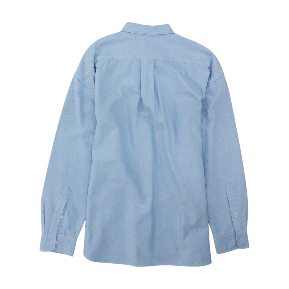 Blue Solid Long Sleeve Button Down
