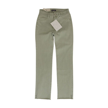 Green Solid Mid Rise Straight Leg Jeans