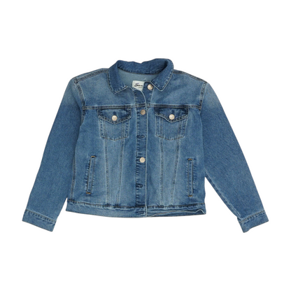 Blue Solid Denim Jacket