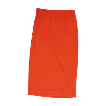 Red Solid Midi Skirt