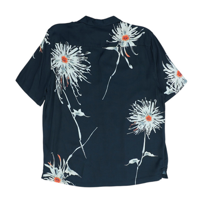 Black Floral Short Sleeve Button Down