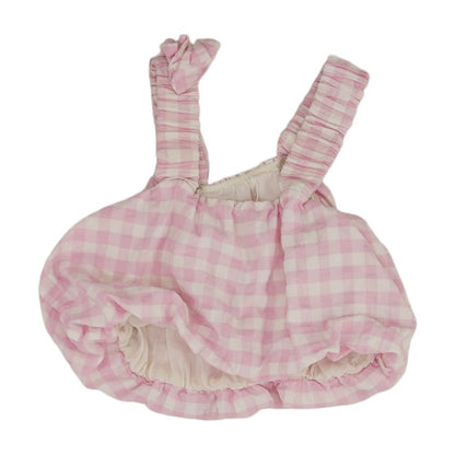 Pink Check Sleeveless Blouse