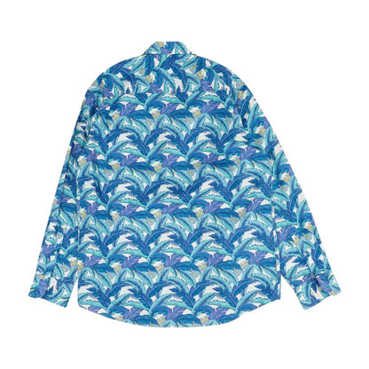 Blue Floral Long Sleeve Button Down