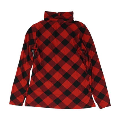 Red Check Turtleneck Knit Top