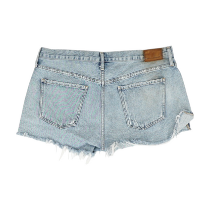 Blue Solid Denim Shorts