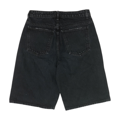 Black Solid Denim Shorts