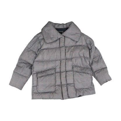 White Houndstooth Puffer Jacket