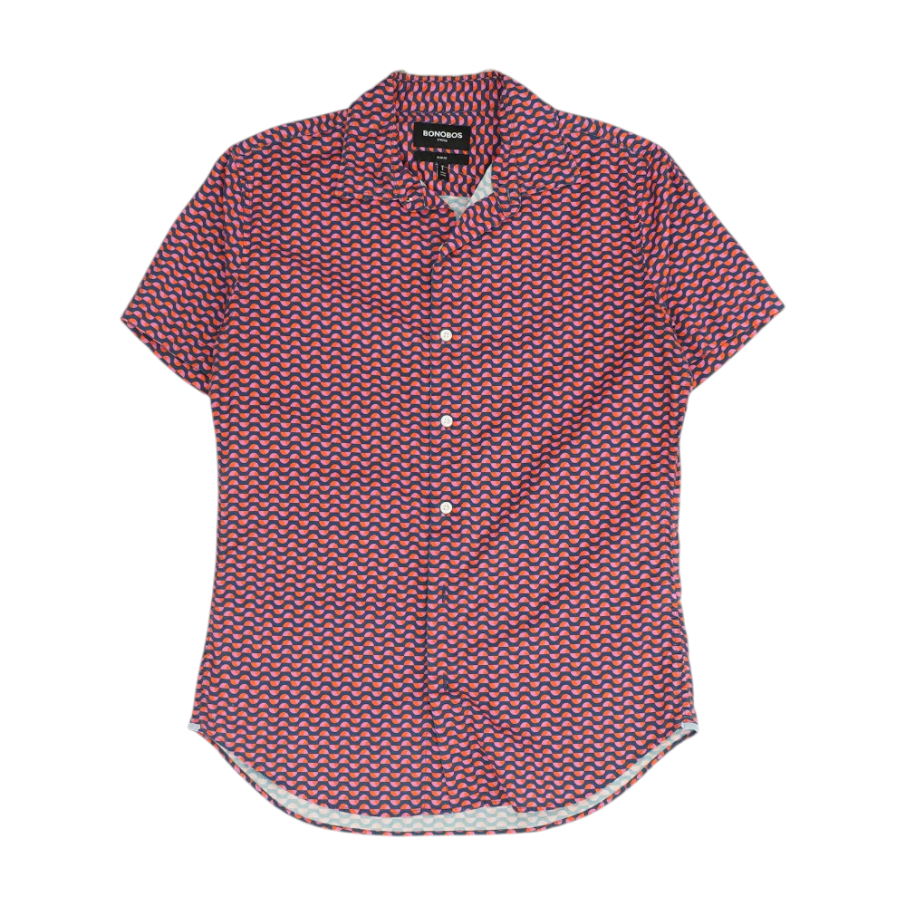 Multi Abstract Short Sleeve Button Down