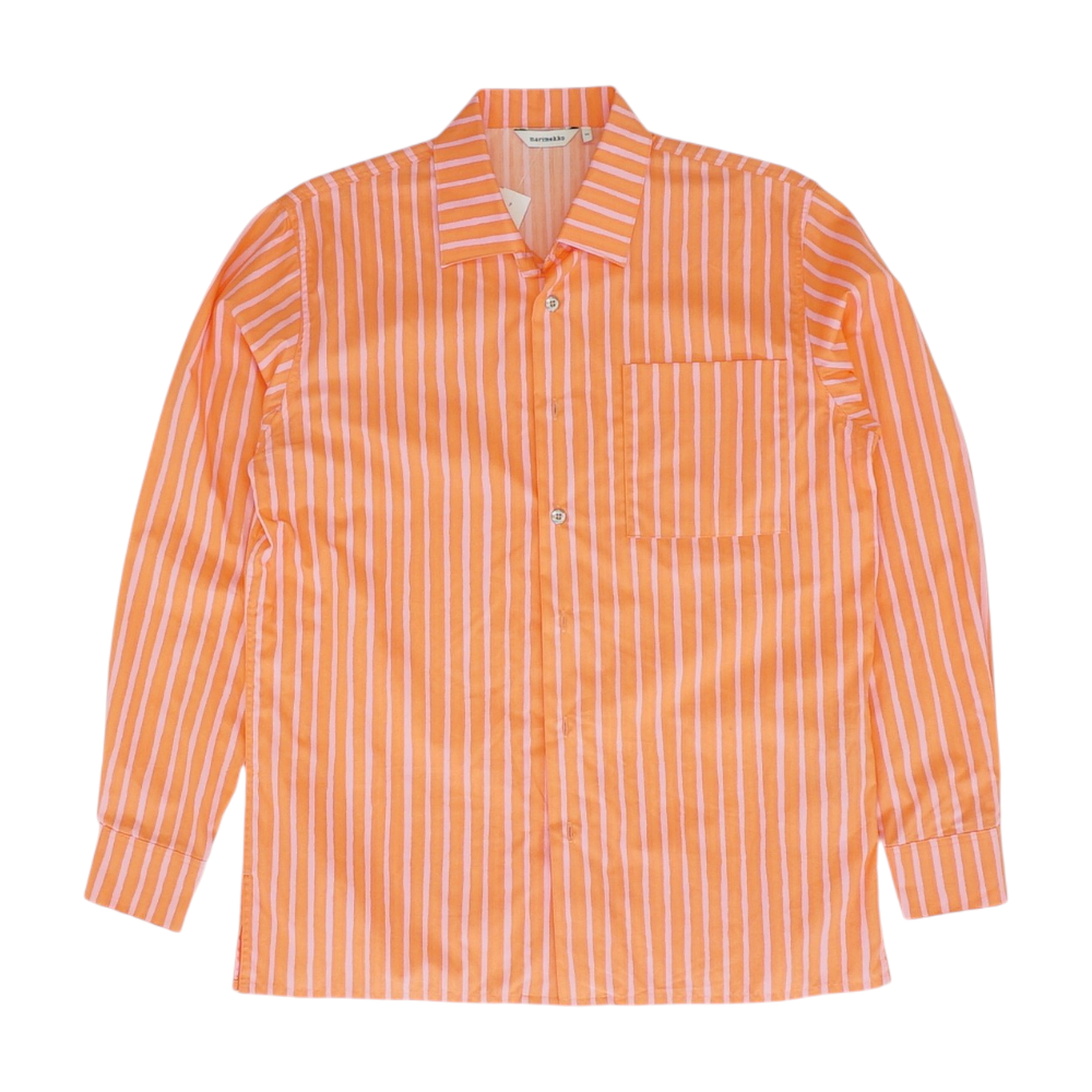 Orange Striped Long Sleeve Button Down