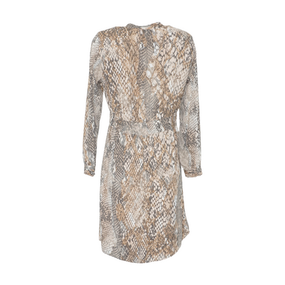 Beige Animal Print Midi Dress