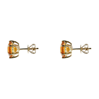14K Gold Citrine Hexagon Cut Stud Earrings