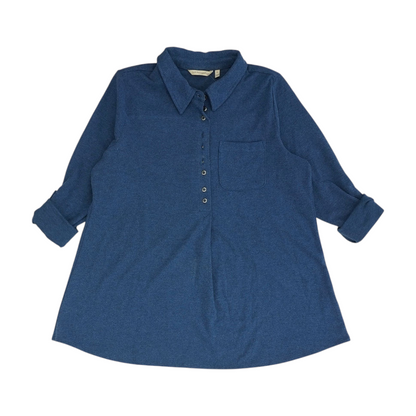 Blue Solid Fleece Pullover