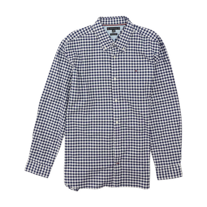 Navy Check Long Sleeve Button Down