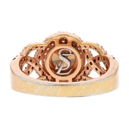 Rose Sterling Silver Brown Cubic Zirconia Crossover Engagement Ring