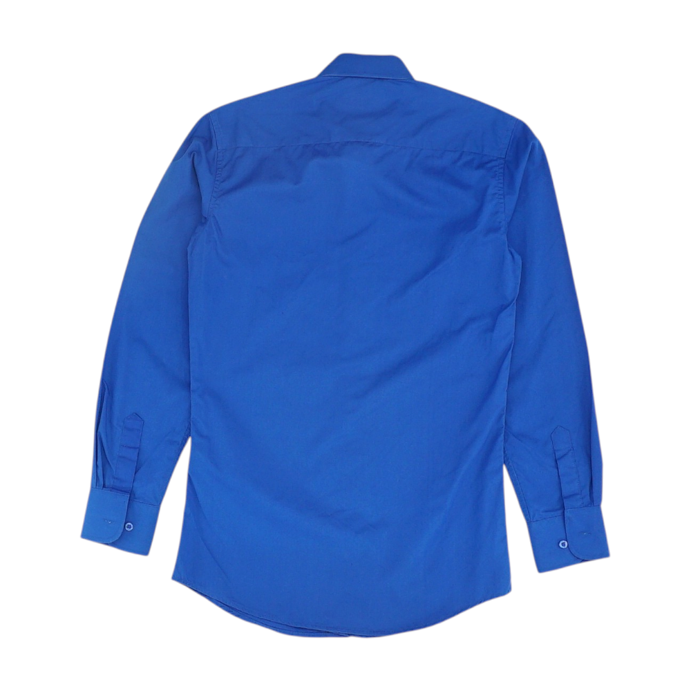 Blue Solid Long Sleeve Button Down