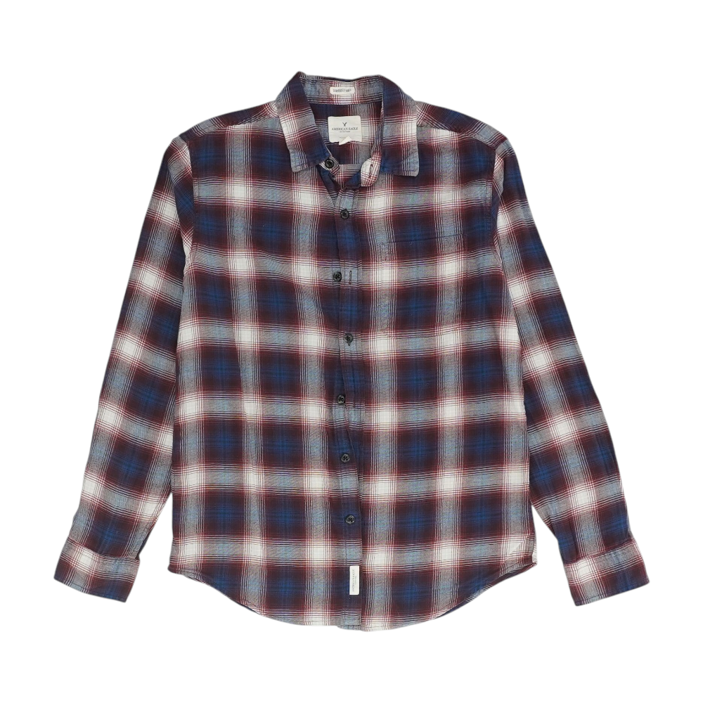 American Eagle Multi Plaid Flannel Button Down – Image 1