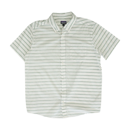 Green Striped Short Sleeve Button Down
