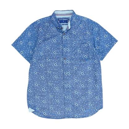 Blue Print Short Sleeve Button Down