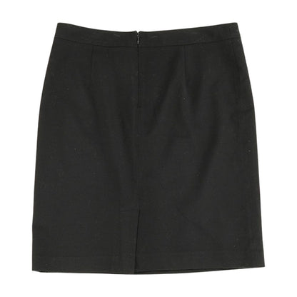 Black Solid Midi Skirt