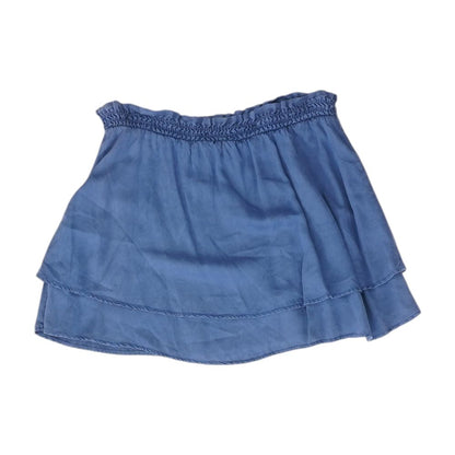 Blue Solid Midi Skirt