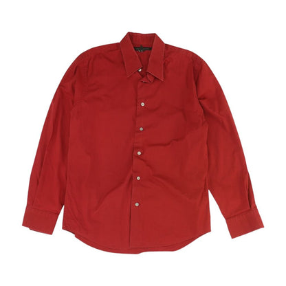Red Solid Long Sleeve Button Down