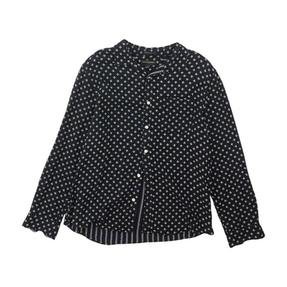 Navy Print Flannel Button Down