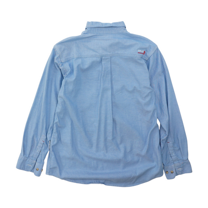 Blue Solid Flannel Button Down