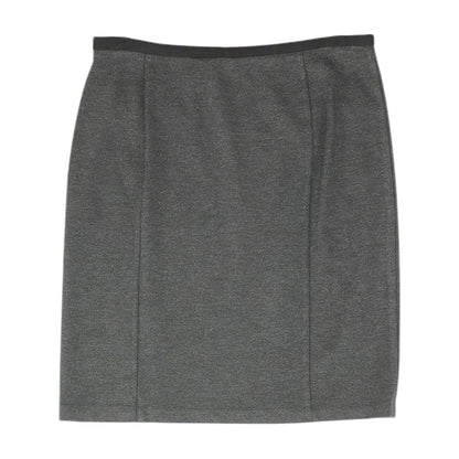 Gray Solid Midi Skirt