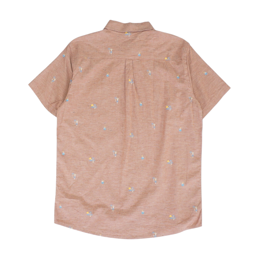 Red Print Short Sleeve Button Down