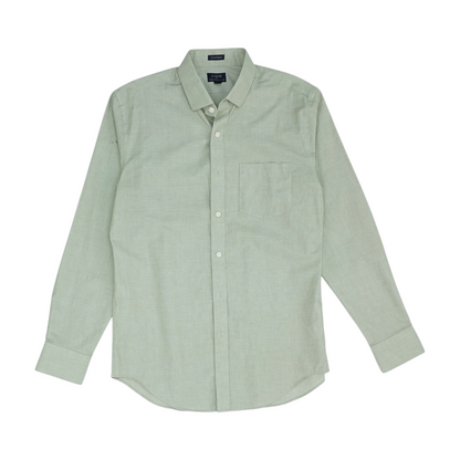 Green Solid Long Sleeve Button Down