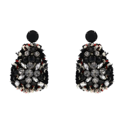 Hand Embroidered Clip-On Drop Earrings
