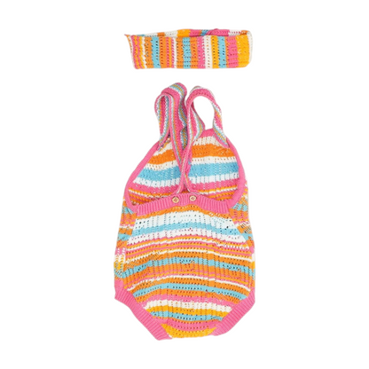 Multi Striped Sleeveless One-Piece