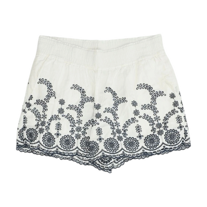 White Floral Knit Shorts