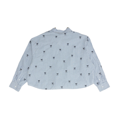 Blue Plus Size Striped Button Down