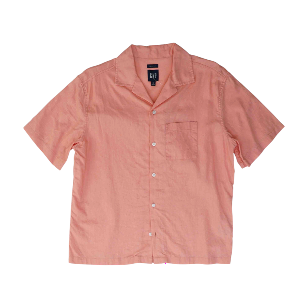 Coral Solid Short Sleeve Button Down