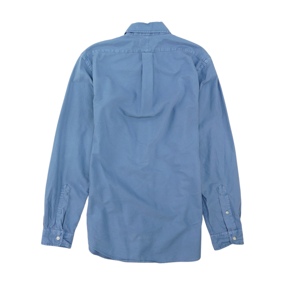 Blue Solid Long Sleeve Button Down