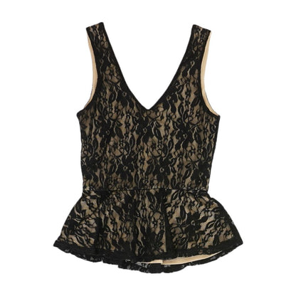 Black Floral Sleeveless Blouse